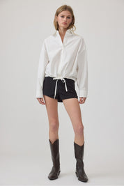 All Tied Up Drawstring Hem Relaxed Shirt - Westly