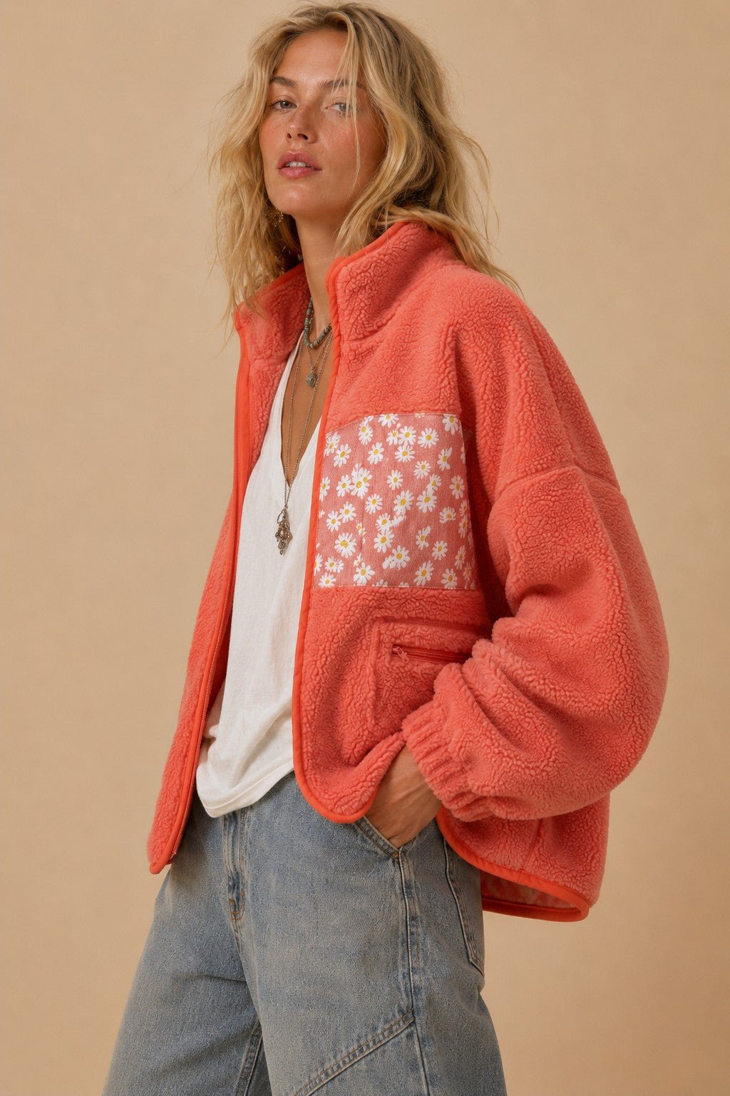 Alpine Meadow Floral Patch Sherpa Jacket - Westly