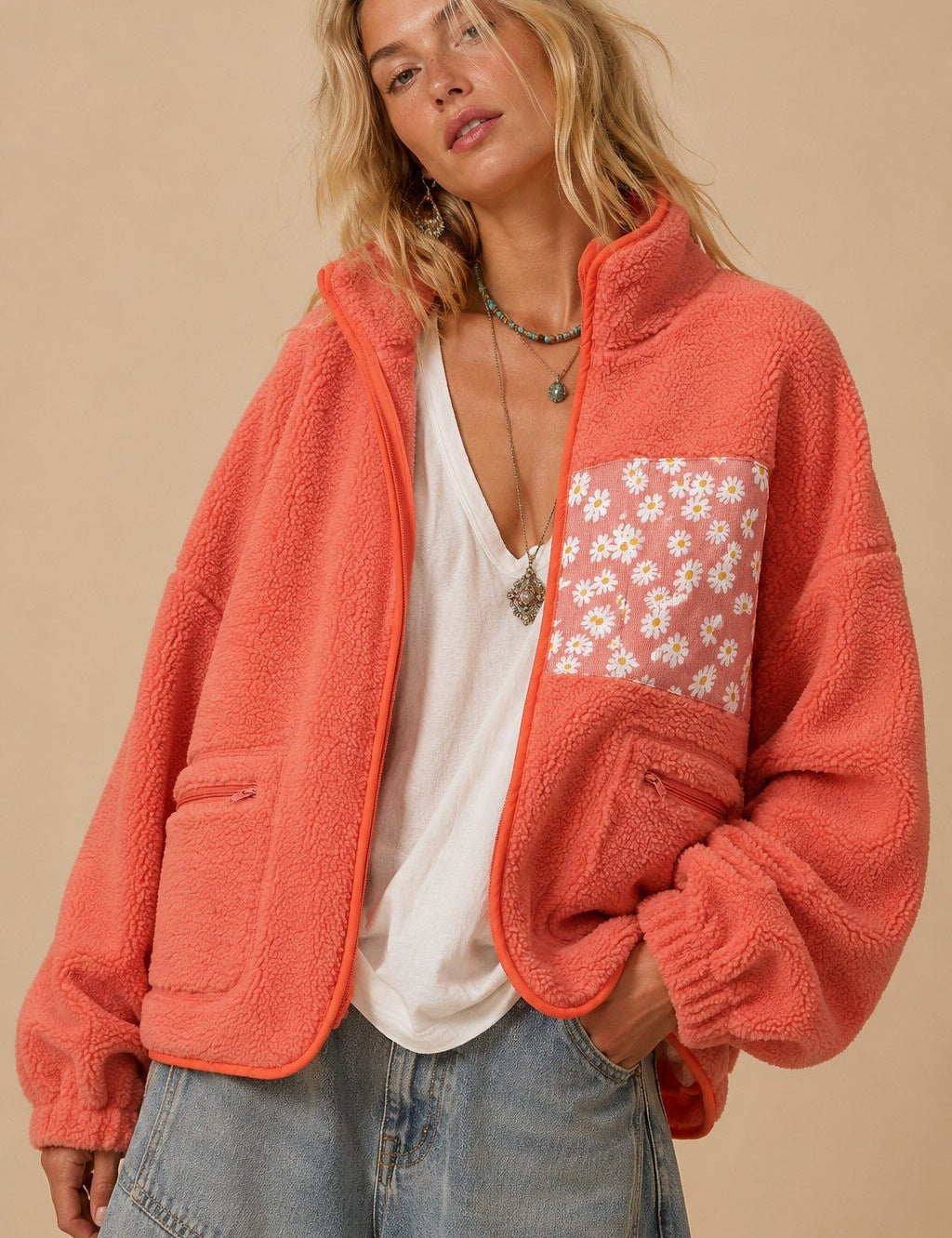 Alpine Meadow Floral Patch Sherpa Jacket - Westly