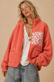 Alpine Meadow Floral Patch Sherpa Jacket - Westly