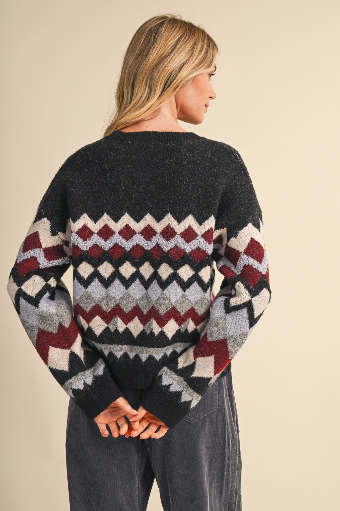 Alpine Mosaic Fuzzy Knit Sweater - Westly