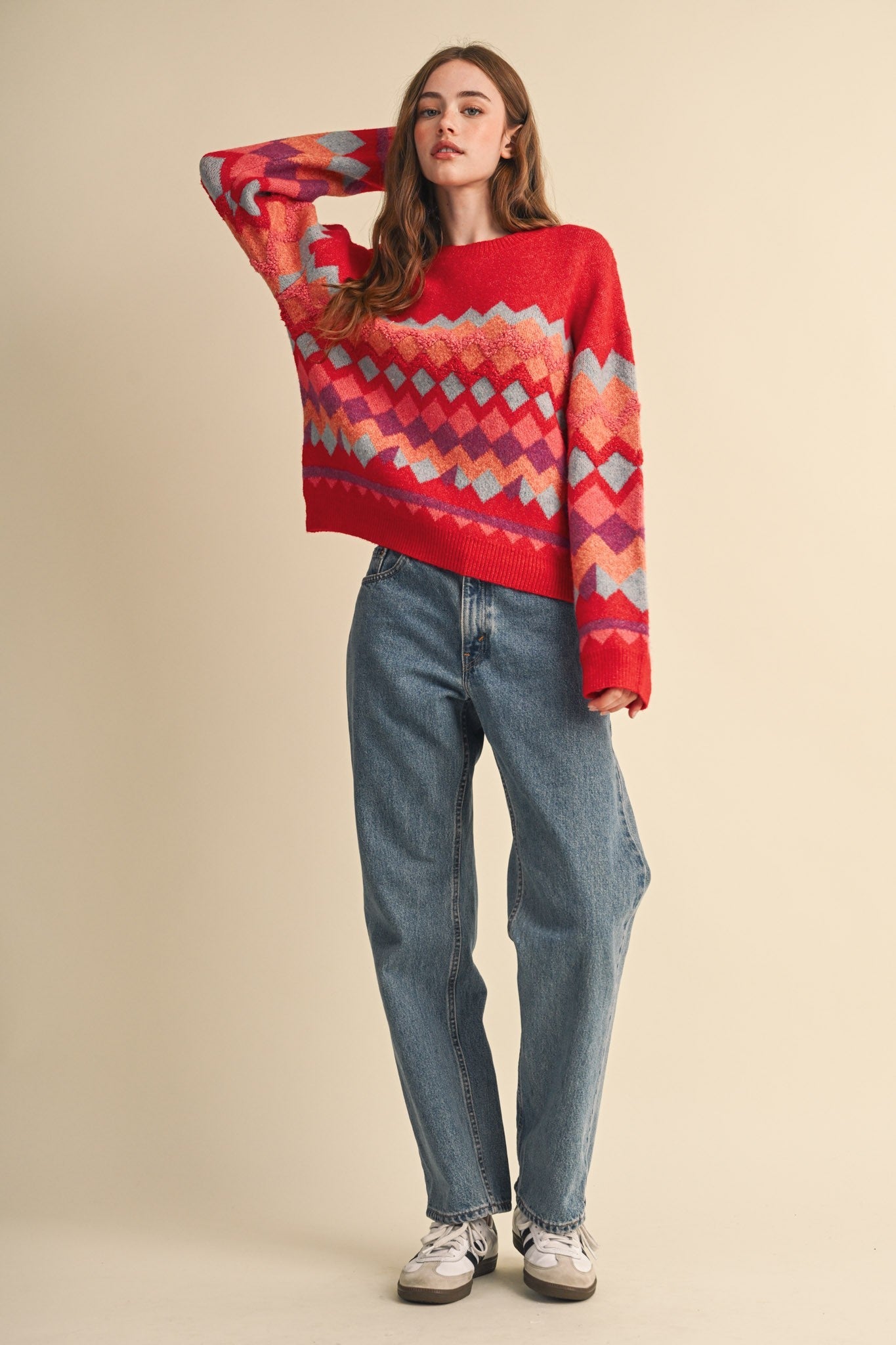 Alpine Mosaic Fuzzy Knit Sweater - Westly