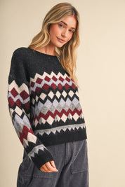 Alpine Mosaic Fuzzy Knit Sweater - Westly