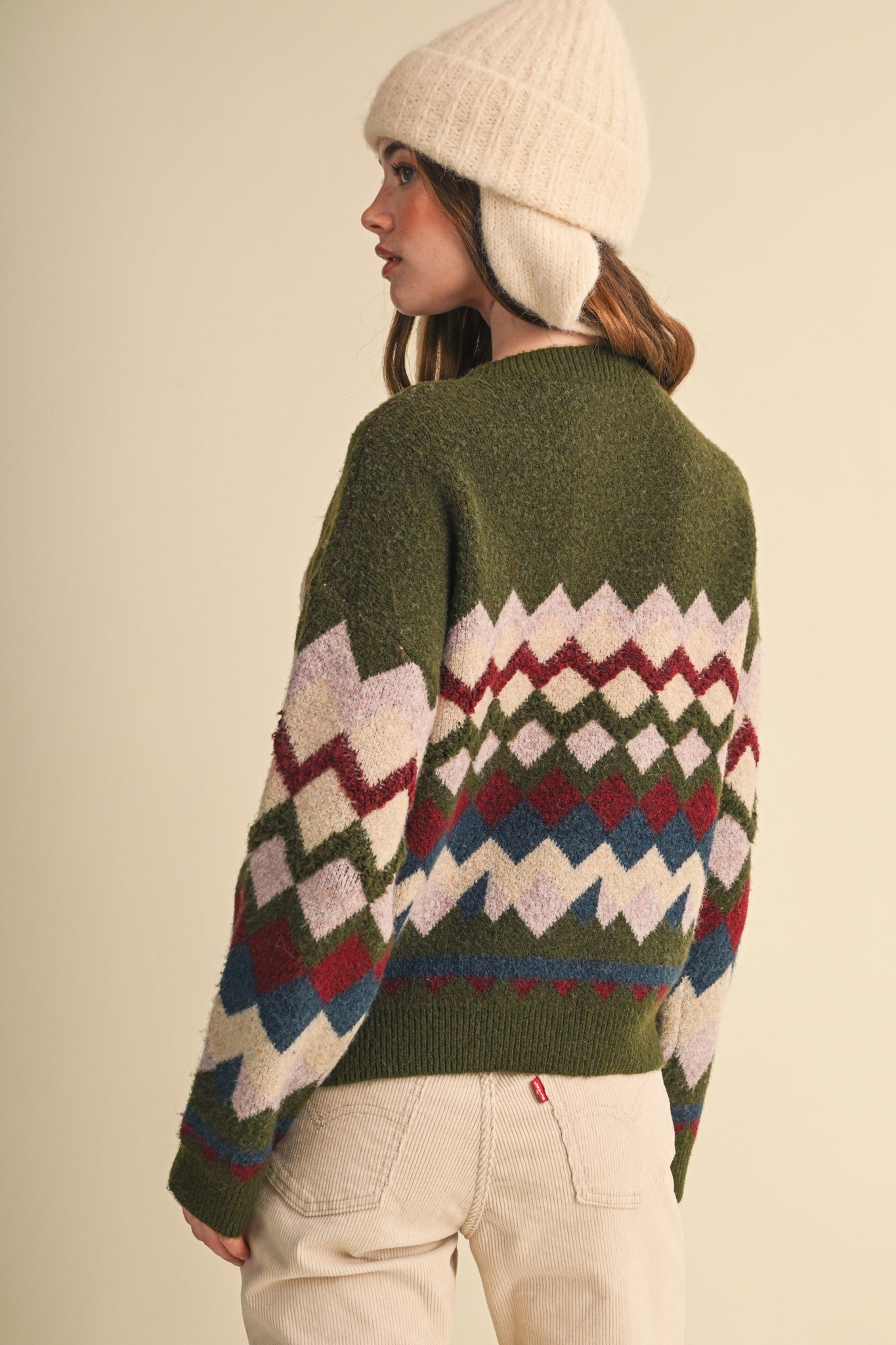 Alpine Mosaic Fuzzy Knit Sweater - Westly