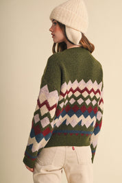 Alpine Mosaic Fuzzy Knit Sweater - Westly