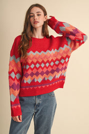 Alpine Mosaic Fuzzy Knit Sweater - Westly