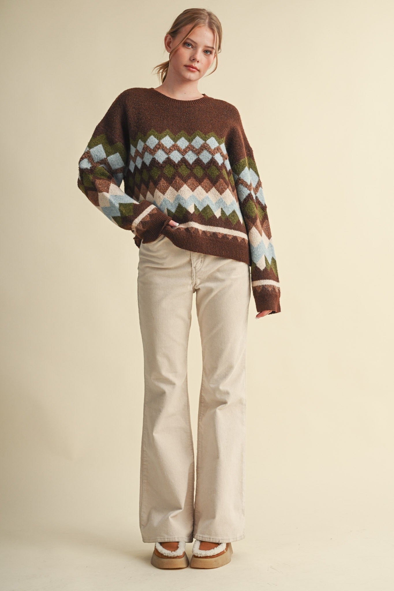 Alpine Mosaic Fuzzy Knit Sweater - Westly