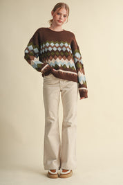 Alpine Mosaic Fuzzy Knit Sweater - Westly