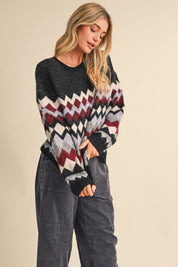 Alpine Mosaic Fuzzy Knit Sweater - Westly