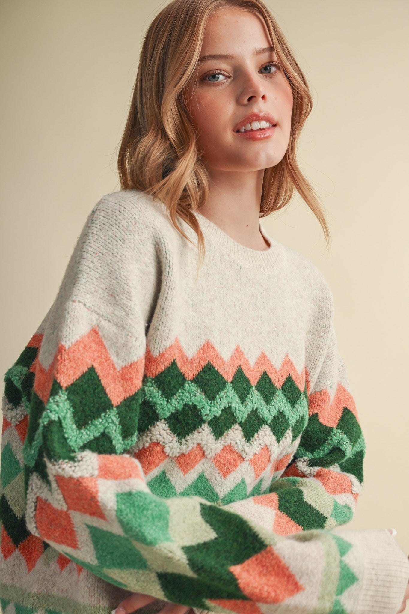 Alpine Mosaic Fuzzy Knit Sweater - Westly
