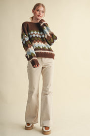 Alpine Mosaic Fuzzy Knit Sweater - Westly