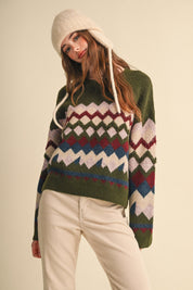 Alpine Mosaic Fuzzy Knit Sweater - Westly