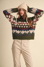 Alpine Mosaic Fuzzy Knit Sweater - Westly