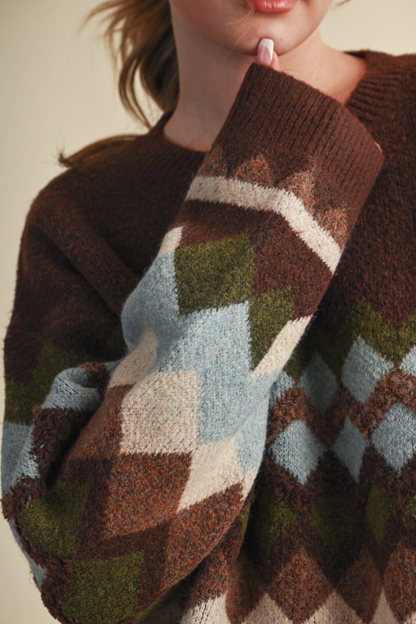 Alpine Mosaic Fuzzy Knit Sweater - Westly
