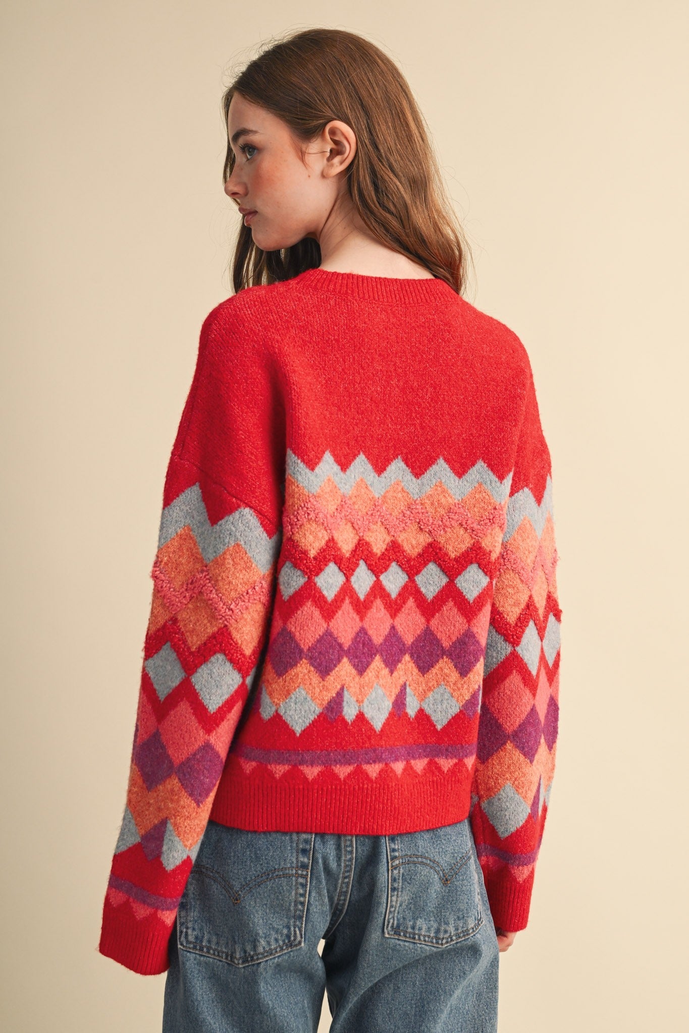 Alpine Mosaic Fuzzy Knit Sweater - Westly
