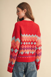 Alpine Mosaic Fuzzy Knit Sweater - Westly