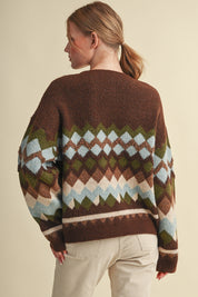Alpine Mosaic Fuzzy Knit Sweater - Westly