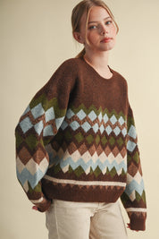 Alpine Mosaic Fuzzy Knit Sweater - Westly
