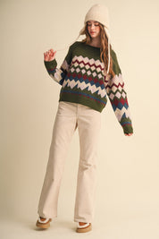 Alpine Mosaic Fuzzy Knit Sweater - Westly