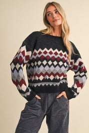Alpine Mosaic Fuzzy Knit Sweater - Westly