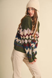 Alpine Mosaic Fuzzy Knit Sweater - Westly