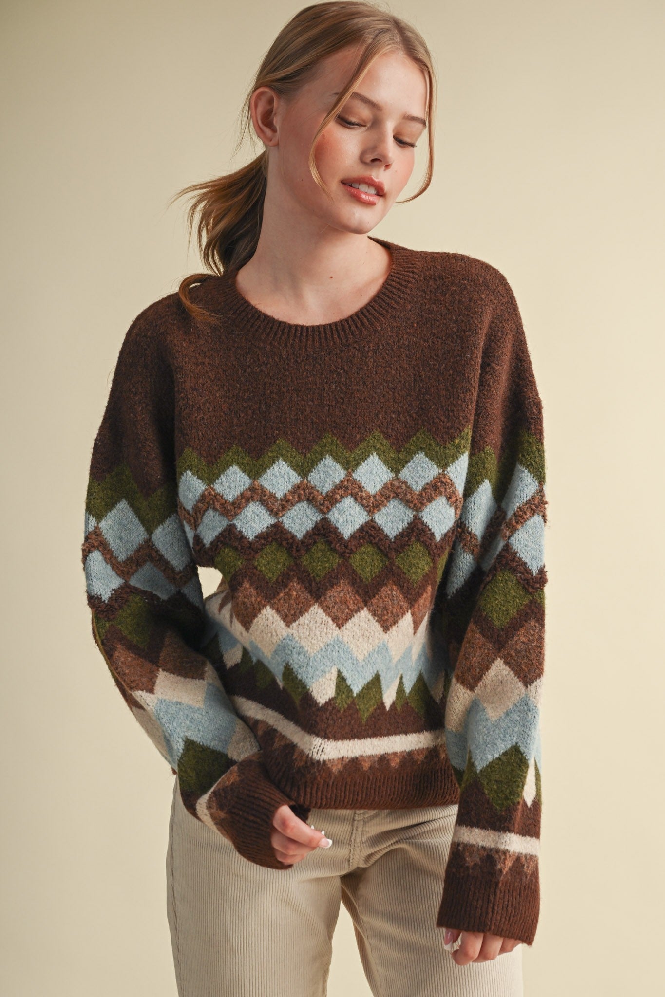 Alpine Mosaic Fuzzy Knit Sweater - Westly