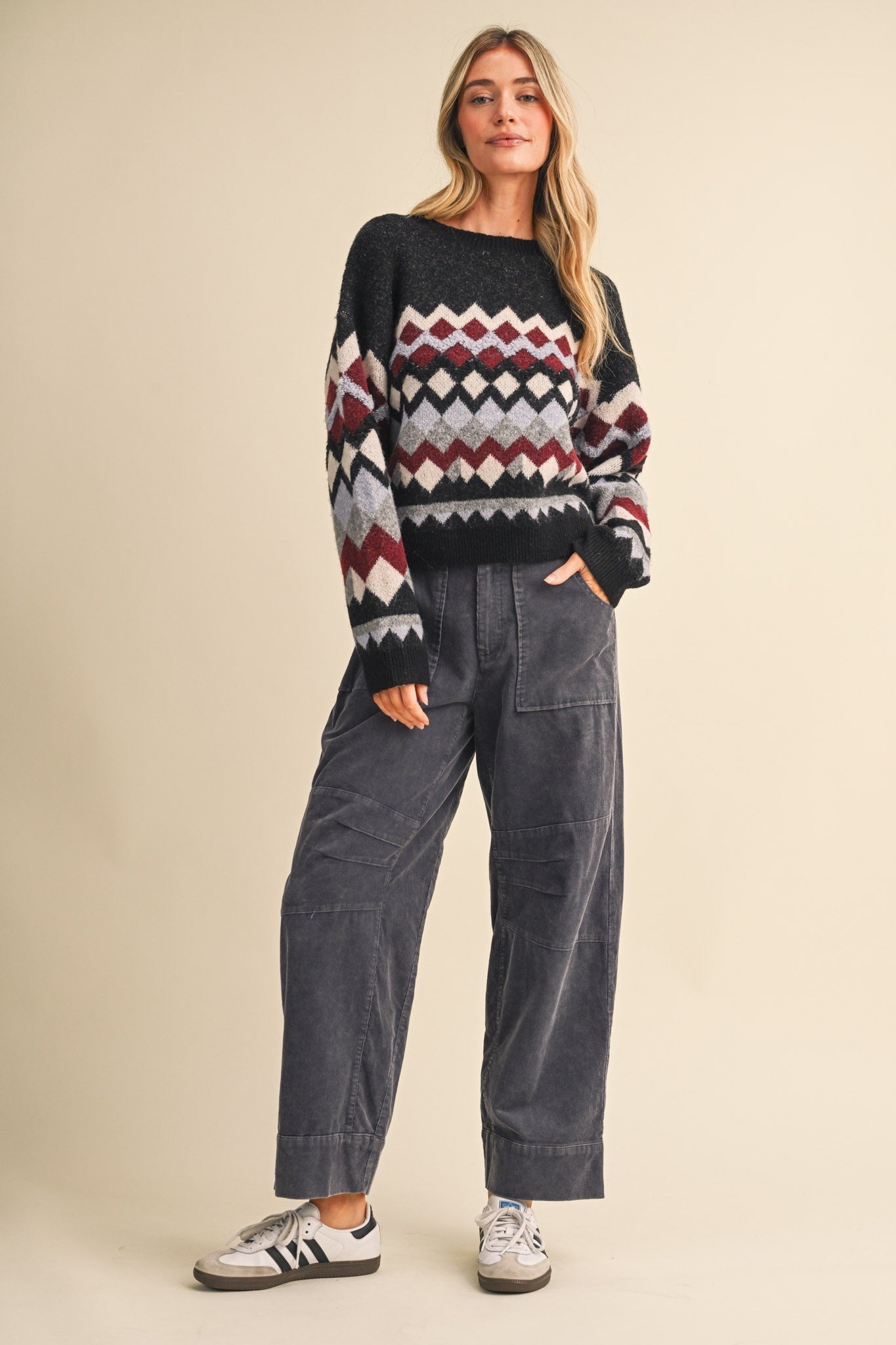 Alpine Mosaic Fuzzy Knit Sweater - Westly