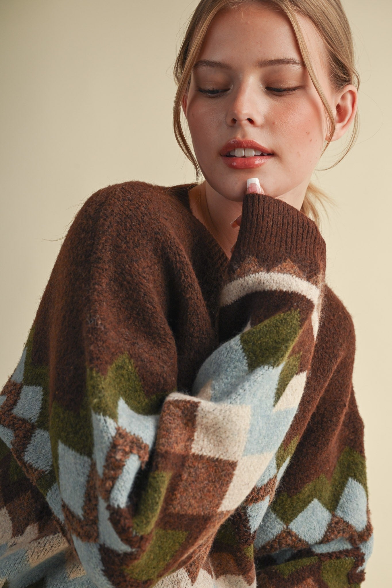 Alpine Mosaic Fuzzy Knit Sweater - Westly