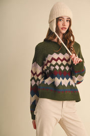 Alpine Mosaic Fuzzy Knit Sweater - Westly