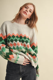 Alpine Mosaic Fuzzy Knit Sweater - Westly