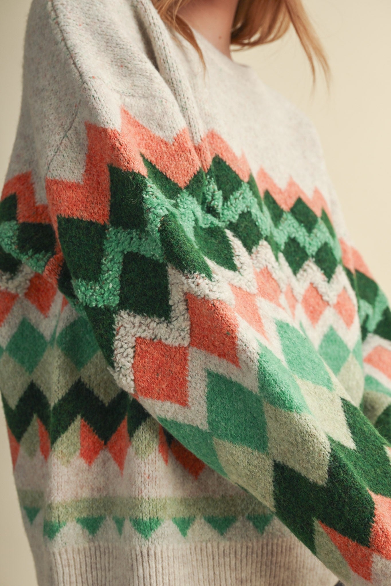 Alpine Mosaic Fuzzy Knit Sweater - Westly