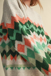 Alpine Mosaic Fuzzy Knit Sweater - Westly