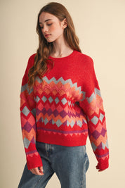 Alpine Mosaic Fuzzy Knit Sweater - Westly