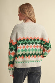 Alpine Mosaic Fuzzy Knit Sweater - Westly