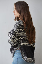 Alpine Rhythm Pattern Knit Sweater in Black White - product photo 3