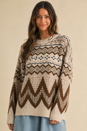 Alpine Wool Blend Oversized Fair Isle Sweater - Westly