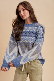 Alpine Wool Blend Oversized Fair Isle Sweater - Westly