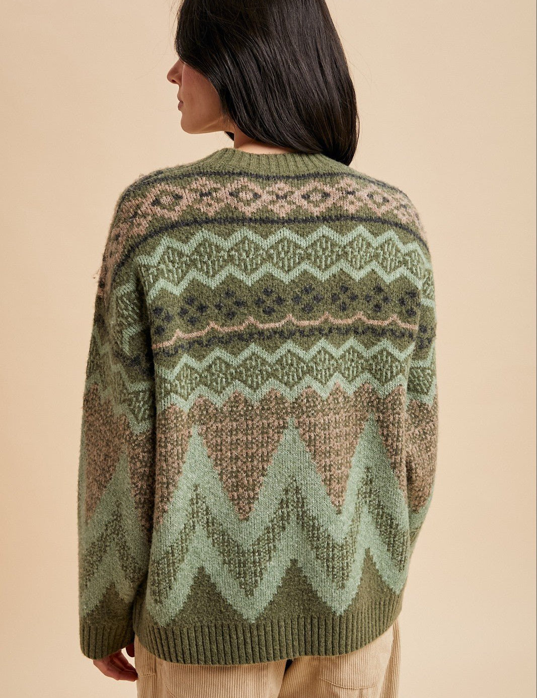 Alpine Wool Blend Oversized Fair Isle Sweater - Westly