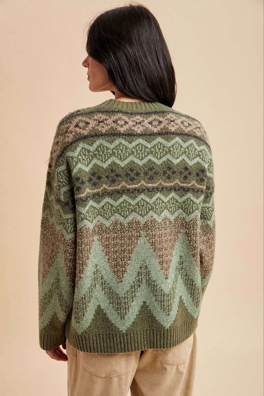 Alpine Wool Blend Oversized Fair Isle Sweater - Westly