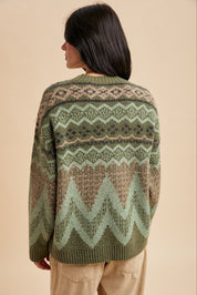Alpine Wool Blend Oversized Fair Isle Sweater - Westly
