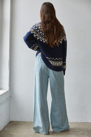 Alta Vista Lodge Fair Isle Mock Neck Sweater in Navy Taupe, photo 4