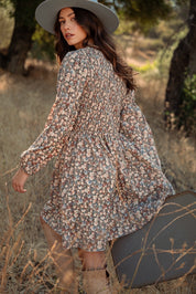 Amabel Smocked Floral Mini Dress in Brown Multi, photo 7
