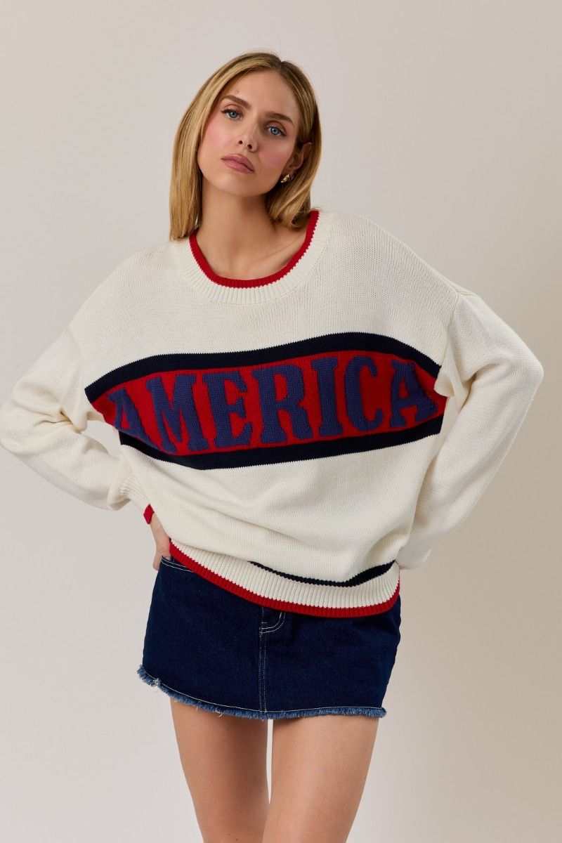 "America" Graphic Crewneck Sweater - Westly