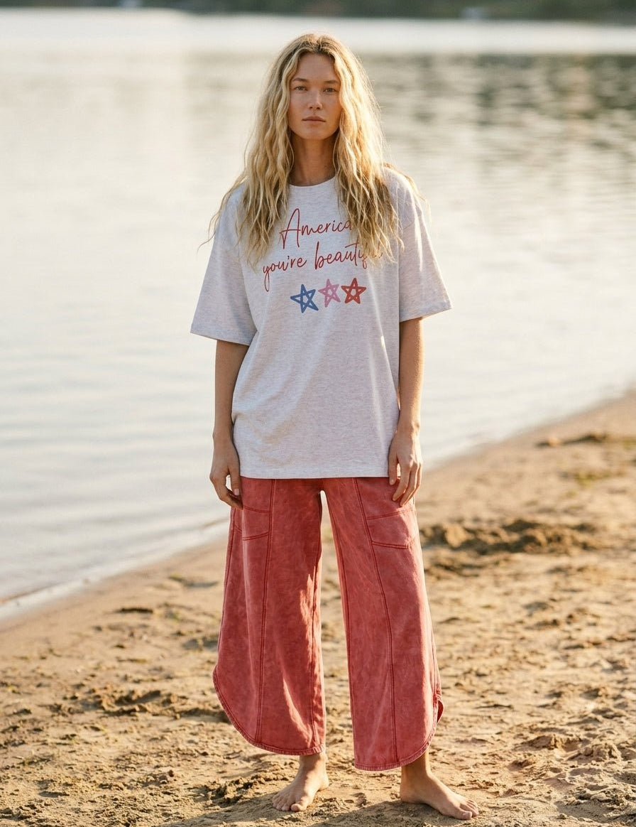 America, You're Beautiful Oversized Graphic Tee - Westly