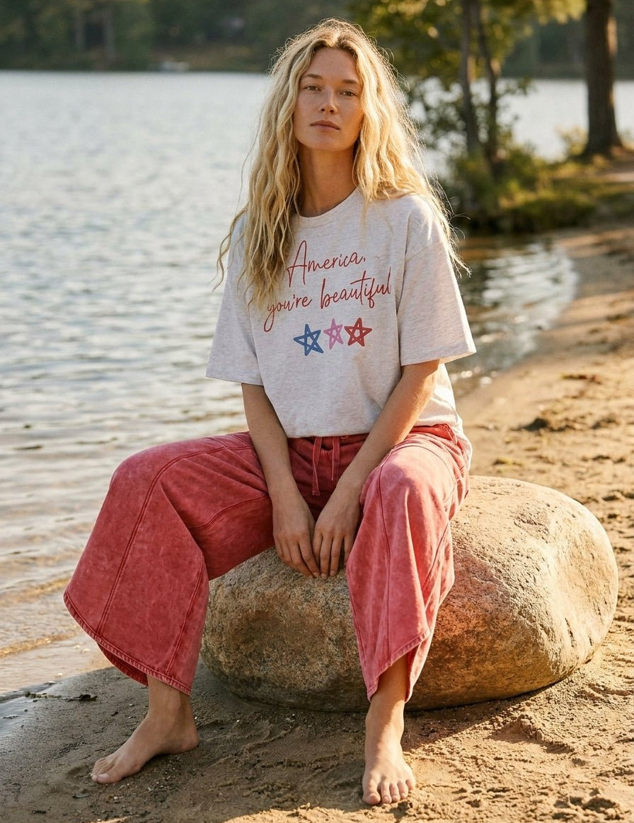 America, You're Beautiful Oversized Graphic Tee - Westly