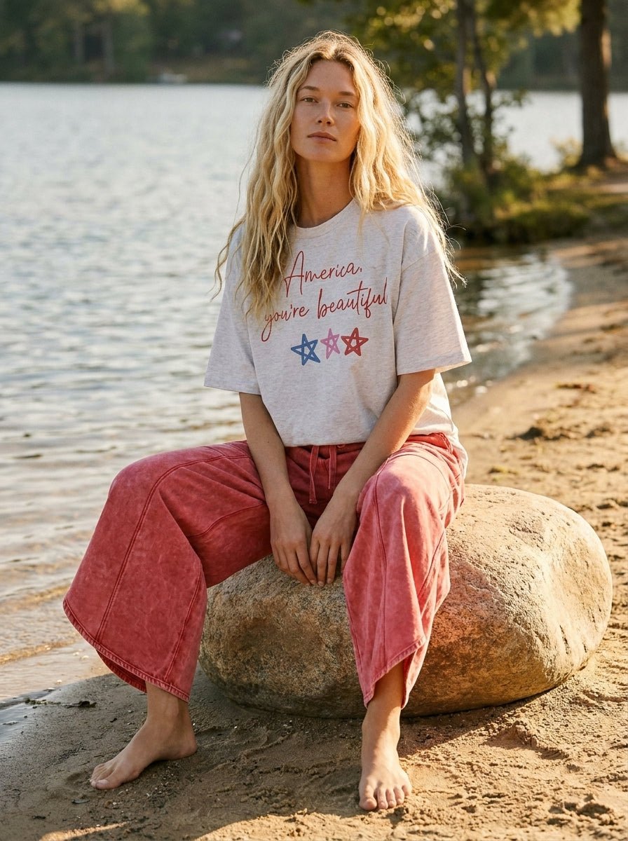 America, You're Beautiful Oversized Graphic Tee - Westly