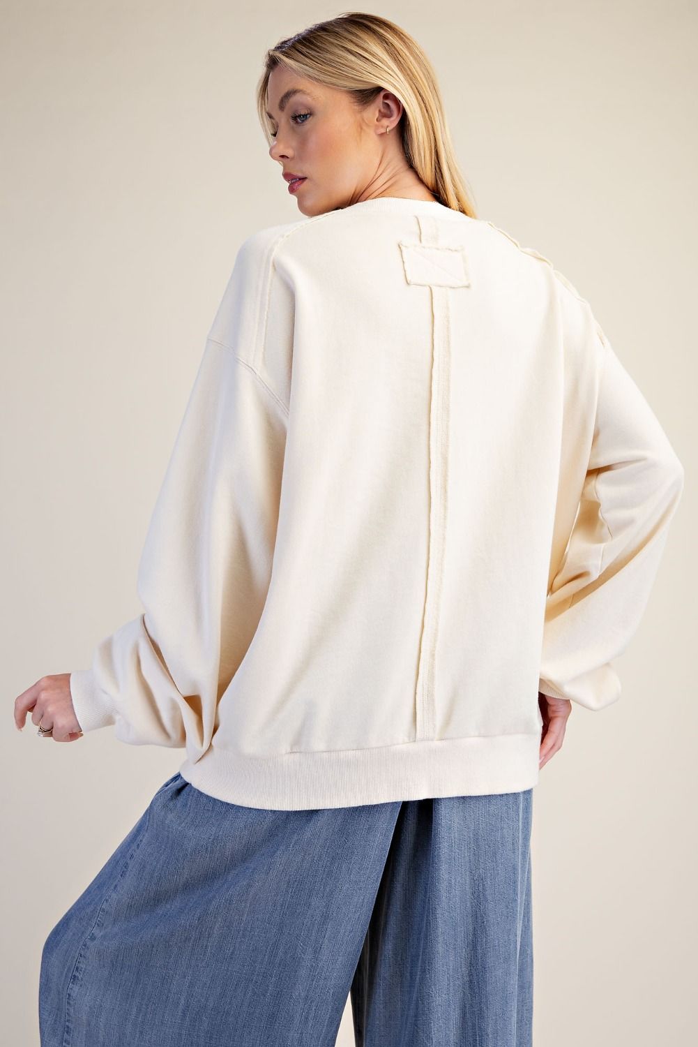 American Belle Washed Terry Knit Long-Sleeve Pullover - Westly