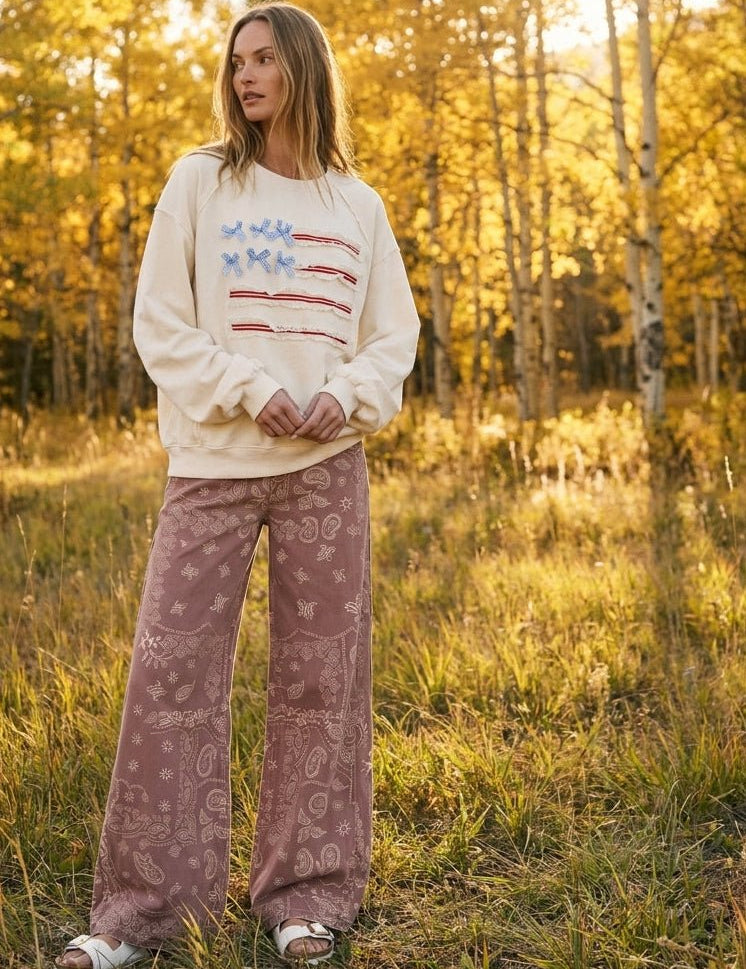 American Belle Washed Terry Knit Long-Sleeve Pullover - Westly