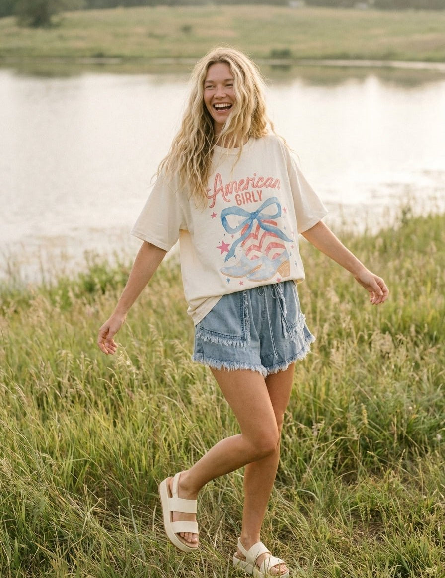 American Girly Oversized Graphic Tee - Westly