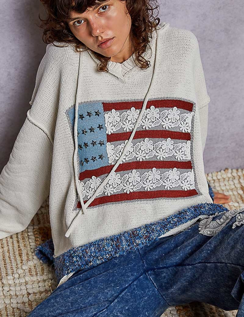 American Honey Chenille Hooded Knit Sweater - Westly